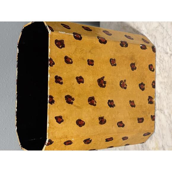 Vintage Don Andres Fair Acres Canton MA Jaguar Leopard Hand Painted Trash Can - Picture 3 of 9